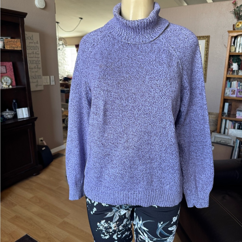 Karen Scott lavender thick long sleeve turtleneck sweater-size L - Picture 4 of 9